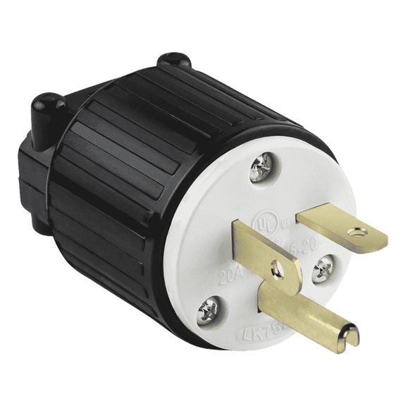 ENERLITES NEMA 5-20P Straight Blade Replacement Plug Connector, Male Extension Cord Ends, 20 Amp, 125 Volt, 2 Pole, 3 Wire Grounding, Heavy Duty, UL Listed, Black