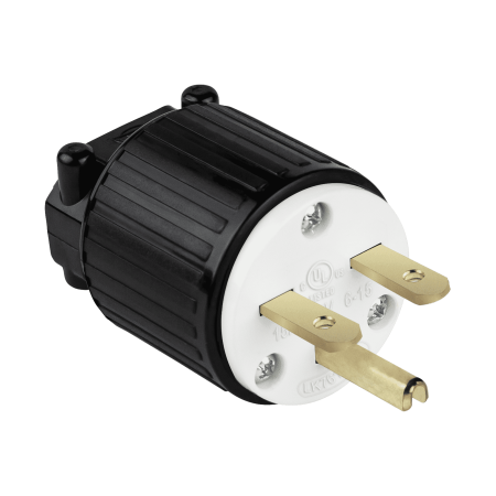 ENERLITES NEMA 6-15P Straight Blade Replacement Plug Connector, Male Extension Cord Ends, 15 Amp, 250 Volt, 2 Pole, 3 Wire Grounding, Industrial Grade, Heavy Duty, UL Listed, 66220-BK, Black, 1 Pack