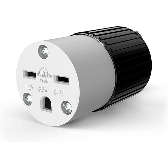 ENERLITES NEMA 6-15R Straight Blade Connector, Female Plug Replacement Cord Outlet, 15A 250V, 2 Pole, 3 Wire Grounding, Heavy Duty, UL Listed, 66221-BK, Black