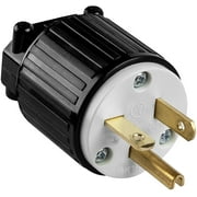 ENERLITES NEMA 6-20P Straight Blade Replacement Plug Connector, Male Extension Cord Ends, 20 Amp, 250 Volt, 2 Pole, 3 Wire Grounding, Industrial Grade, Heavy Duty, UL Listed, 66230-BK, Black, 1 Pack