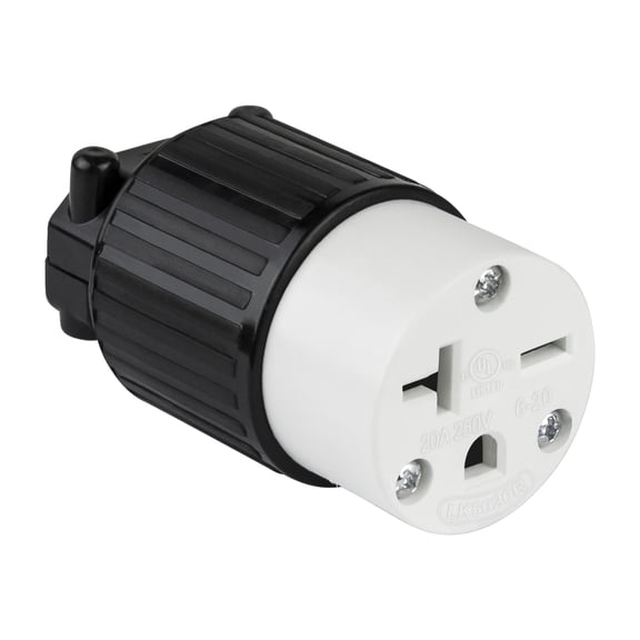 ENERLITES NEMA 6-20R Straight Blade Connector, Female Plug Replacement Cord Outlet, 20 Amp, 250 Volt, 2 Pole, 3 Wire Grounding, Industrial Grade, Heavy Duty, UL Listed, 66231-BK, Black