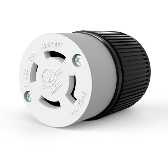 ENERLITES NEMA L14-20R Locking Connector for Generator, Twist Female Plug, 20 Amp, 125/250 Volt, 3 Pole, 4 Wire Grounding, Heavy Duty, UL Listed, 66422-BK, Black