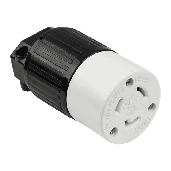 ENERLITES NEMA L5-20R Locking Connector for Generator, Twist Lock Female Plug, 20 Amp, 125 Volt, 2 Pole, 3 Wire Grounding, Industrial Grade Heavy Duty, UL Listed, 66402-BK, Black