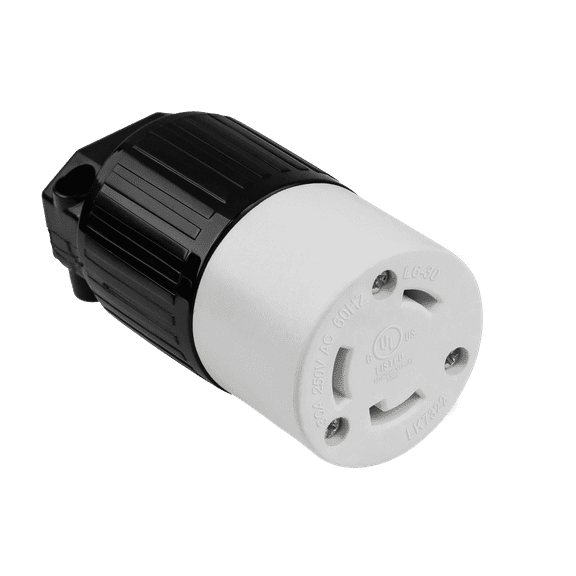 ENERLITES NEMA L6-30R Locking Connector for Generator, Twist Lock Female Plug, 30 Amp, 250 Volt, 2 Pole, 3 Wire Grounding, Industrial Grade, UL Listed, 66462-BK, Black