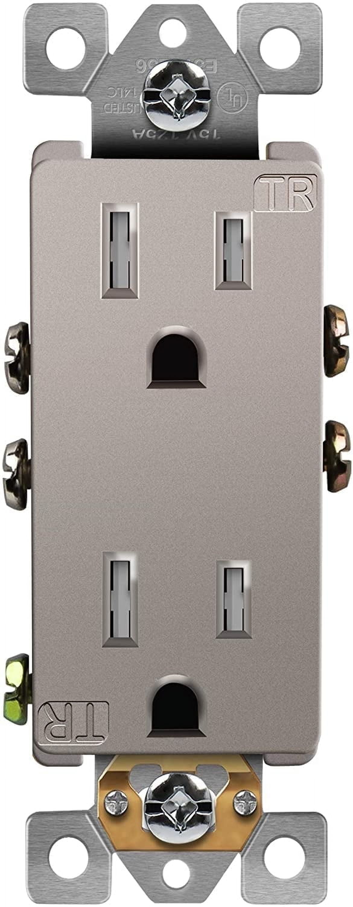 Nickel Tamper-Resistant Decorator Receptacle Outlet, 15A 125V