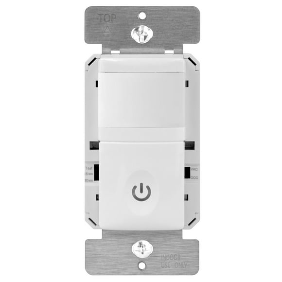ENERLITES PIR Motion Occupancy Vacancy Motion Sensor Light Switch, 500W, 5A, ,Single-Pole, Smart LED Backlight, Neutral Not Required, Ground Required,HMOS-J-W, White