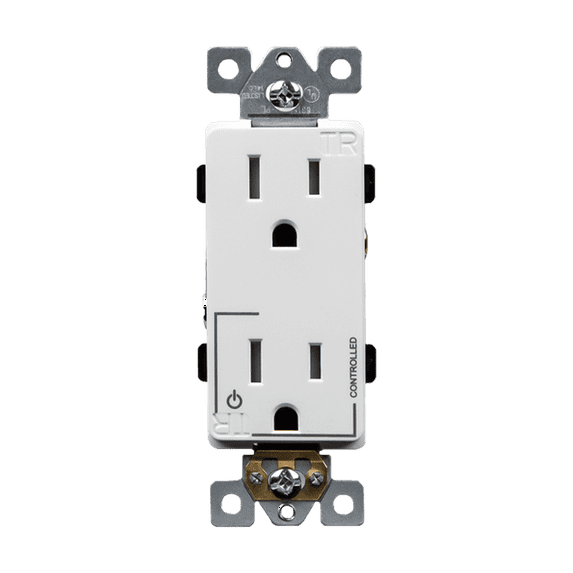 ENERLITES Plug-Load Control Decorator Receptacle Outlet, Duplex Tamper-Resistant, Self-Grounding, 2-Pole Only, 15A 125V 60Hz, UL Listed, 63150-TR-PLH-W, White