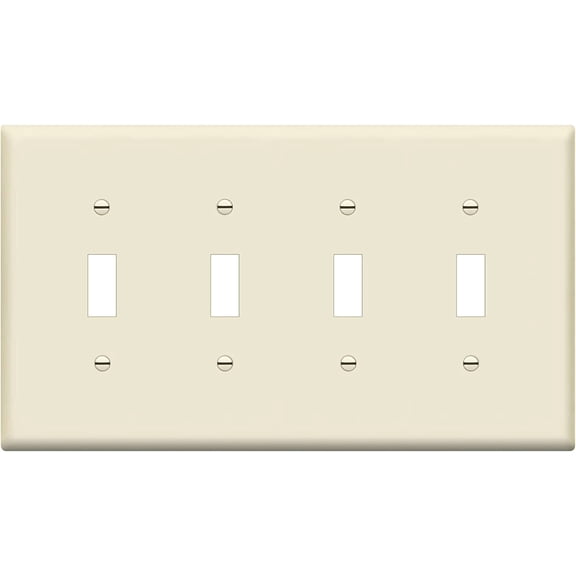 ENERLITES Quad Light Switch Wall Plate, Toggle Switch Plate, Gloss Finish, 4-Gang Mid-Size 4.88" x 8.58", Unbreakable Polycarbonate Thermoplastic, 8814M-LA, Light Almond