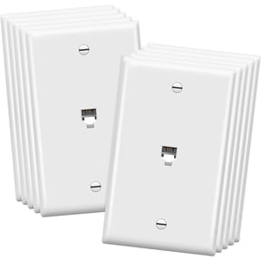 ENERLITES RJ11 Telephone Jack Wall Plate, 6-Position 4-Conductor 6P4C (2 Line Support), 1-Gang, 6611-W-10PCS, White (10 Pack)
