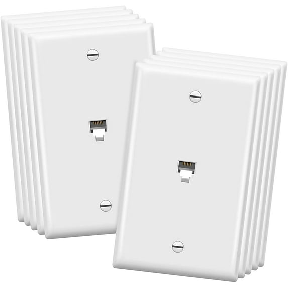 ENERLITES RJ11 Telephone Jack Wall Plate, 6-Position 6-Conductor 6P6C (2 Line Support), 1-Gang 4.50" x 2.76", 6631-W-10PCS, White (10 Pack)