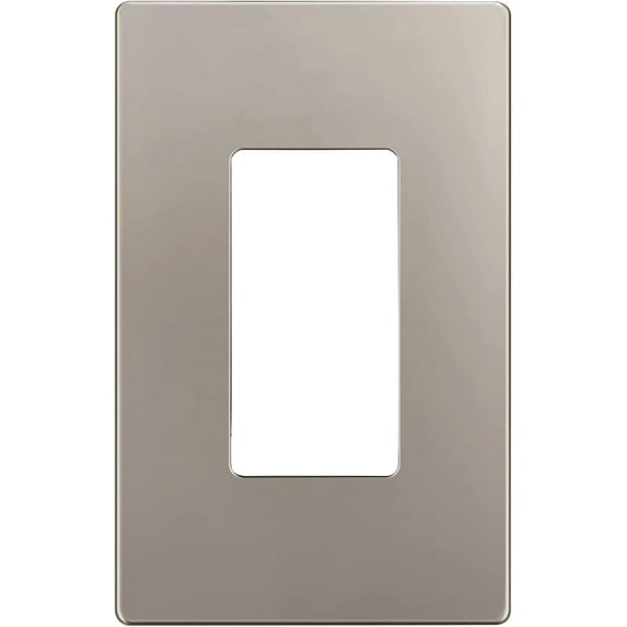 ENERLITES Reve Collection Luxury Decorator Switch Cover, Screwless Wall Plate, Matte Finish, Mid-Size 1-Gang, Unbreakable Polycarbonate Thermoplastic, UL Listed, RSI8831M-NK, Nickel