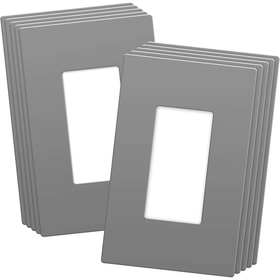 ENERLITES Screwless Decorator Wall Plate Child Safe Outlet Cover, Gloss Finish, Medium Size 1-Gang 4.88" H x 3.11" L, Unbreakable Polycarbonate Thermoplastic, SI8831M-GY-10PCS, Gray