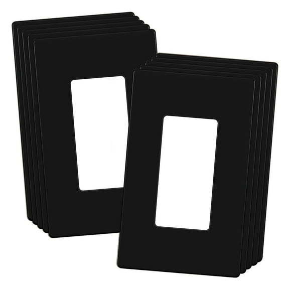 ENERLITES Screwless Decorator Wall Plate, Child Safe Outlet Cover, Glossy, Size 1-Gang, Unbreakable Polycarbonate Thermoplastic, SI8831-BK, Black (10 Pack)