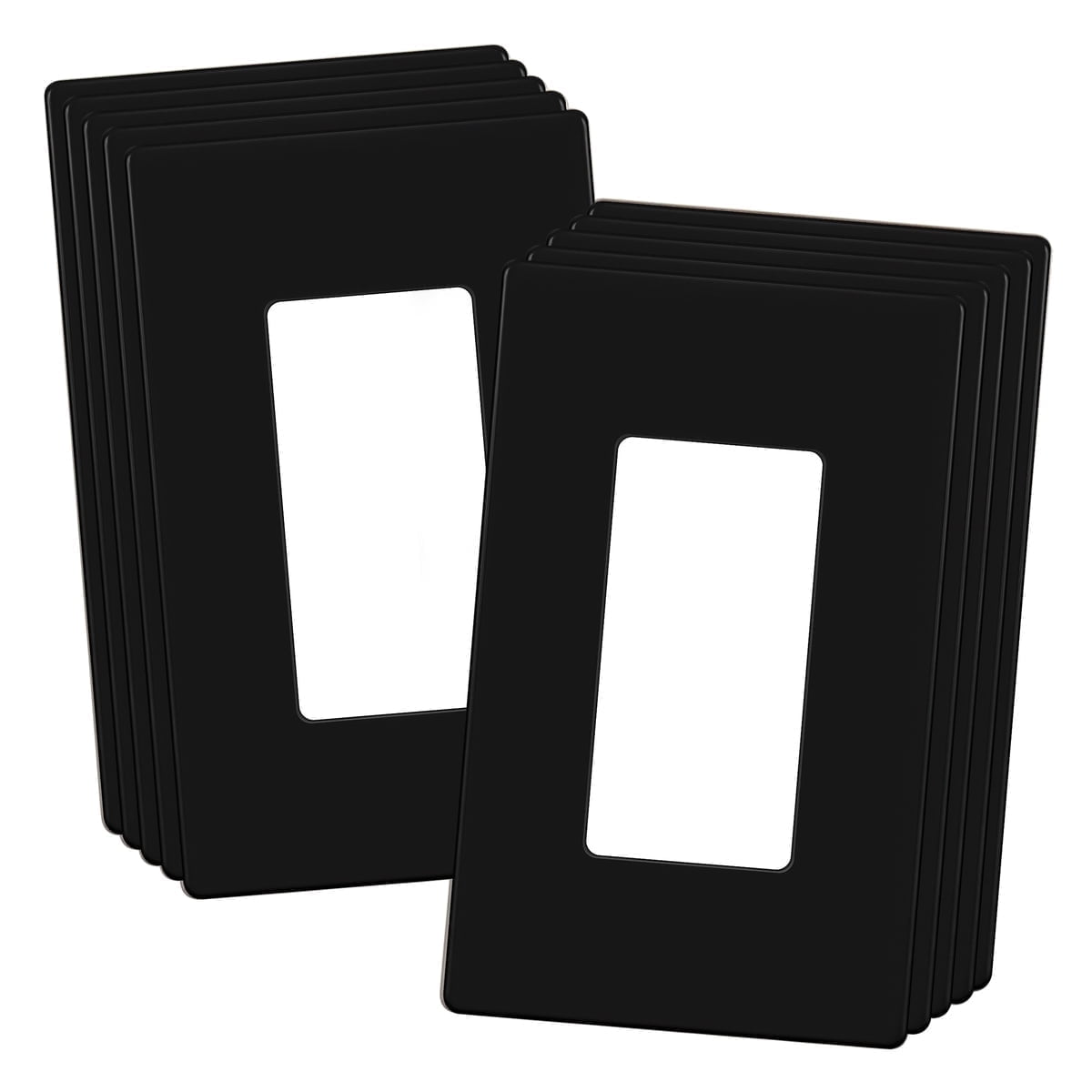 Black Screwless 1-Gang Decorator Wall Plate, 10 Pack