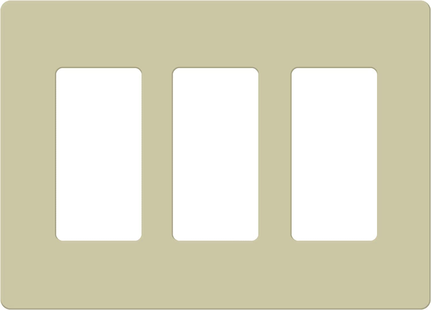 Ivory 3-Gang Screwless Decorator Wall Plate