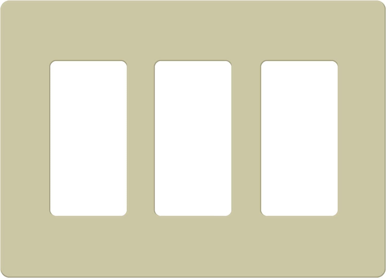 Ivory 3-Gang Screwless Decorator Wall Plate