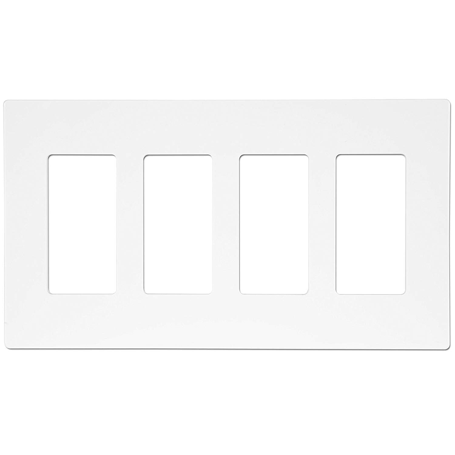 ENERLITES Screwless Decorator Wall Plate, Child Safe Outlet Cover, Size 4-Gang, Unbreakable Polycarbonate Thermoplastic, Glossy, White