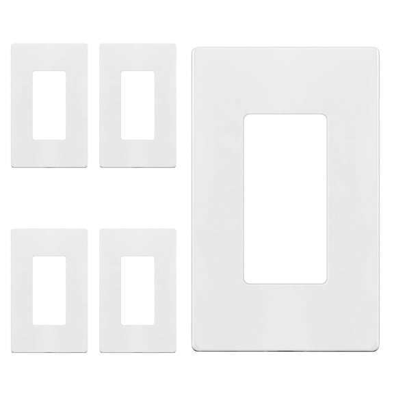 ENERLITES Screwless Decorator Wall Plate Child Safe Outlet Covers, Size 1-Gang 4.68" H x 2.93" L, Unbreakable Polycarbonate Thermoplastic, SI8831-W-5PCS, Glossy, White, 5 Pack