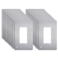 thumbnail image 1 of ENERLITES Screwless Decorator Wall Plate, Child Safe Outlet Covers, Size 1-Gang, Unbreakable Polycarbonate Thermoplastic, SI8831-BSV, Glossy, Brushed Silver, 20 Count, 1 of 5