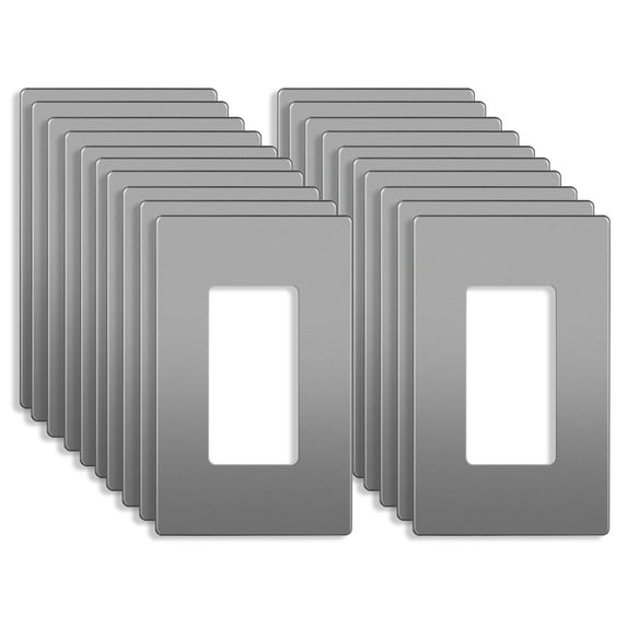 ENERLITES Screwless Decorator Wall Plate, Child Safe Outlet Covers, Size 1-Gang, Unbreakable Polycarbonate Thermoplastic, SI8831-SG, Glossy, Space Gray, 20 Count