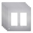 thumbnail image 1 of ENERLITES Screwless Decorator Wall Plate, Child Safe Outlet Covers, Size 2-Gang, Unbreakable Polycarbonate Thermoplastic, SI8832-BSV, Glossy, Brushed Silver, 5 Count, 1 of 5