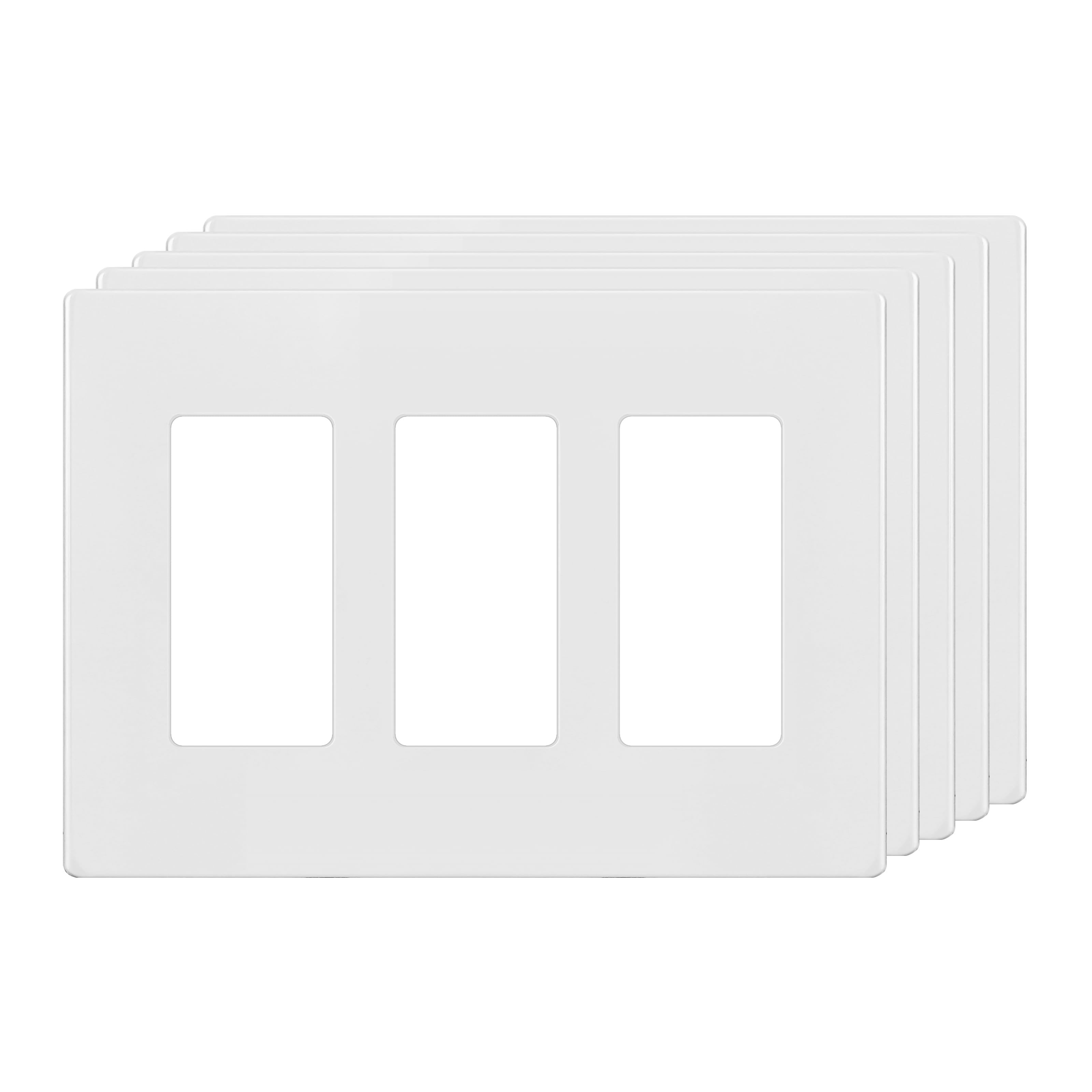 White 3-Gang Screwless Plastic Wall Plate Cover