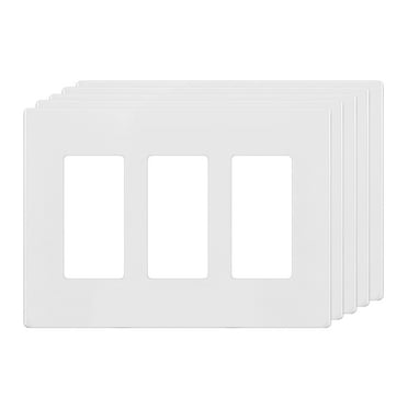 ENERLITES Screwless Decorator Wall Plate, Size 3-Gang 4.68" H x 6.53" L Outlet Covers, Unbreakable Polycarbonate Thermoplastic, SI8833-W-5PCS, Glossy, White ,5 Pack