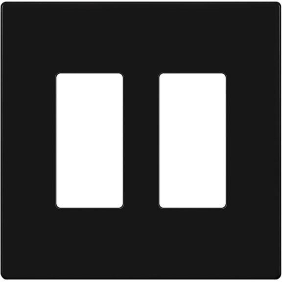 ENERLITES Screwless Decorator Wall Plates Child Safe Outlet Covers, Gloss Finish, Medium Size 2-Gang, Unbreakable Polycarbonate Thermoplastic, SI8832M-BK, Black