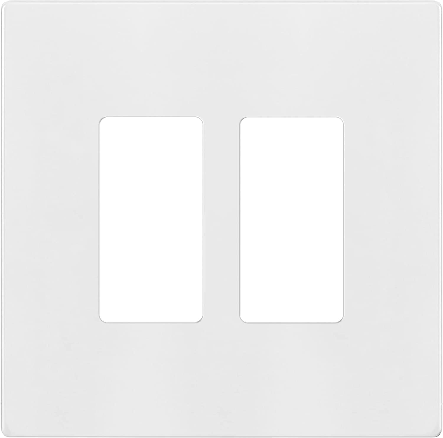 White Polycarbonate 2-Gang Screwless Decorator Wall Plate