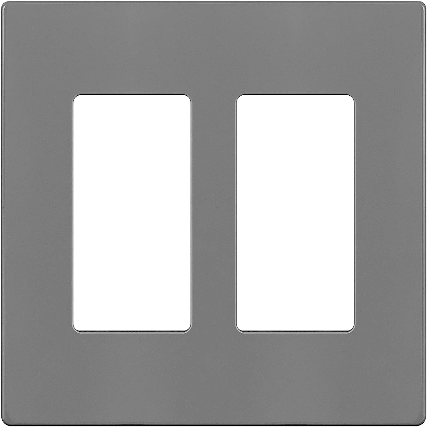 Gray 2-Gang Screwless Polycarbonate Wall Plate