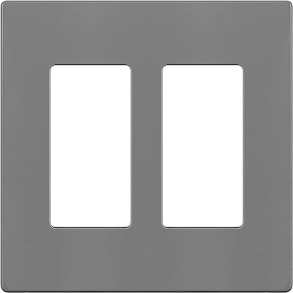 ENERLITES Screwless Decorator Wall Plates Child Safe Outlet Covers, Size 2-Gang 4.68" H x 4.73" L, Unbreakable Polycarbonate Thermoplastic, SI8832-GY, Glossy, Gray