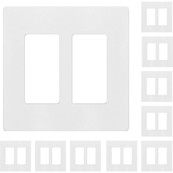 ENERLITES Screwless Decorator Wall Plates, Child Safe Outlet Covers, Size 2-Gang, Unbreakable Polycarbonate Thermoplastic, White (10 Pack)