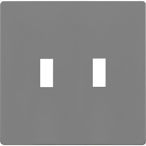 ENERLITES Screwless Double Toggle Switch Wall Plate, Child Safe Dual Light Cover, Standard Size 2-Gang, Unbreakable Polycarbonate Thermoplastic, Glossy Gray