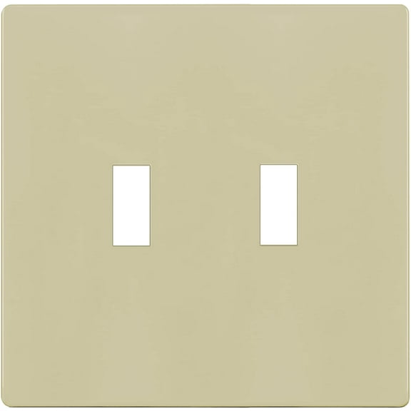 ENERLITES Screwless Double Toggle Switch Wall Plate, Child Safe Dual Light Switch Cover, Standard Size 2-Gang 4.68" x 4.73", Unbreakable Polycarbonate Thermoplastic, UL Listed, SI8812-I, Glossy, Ivory