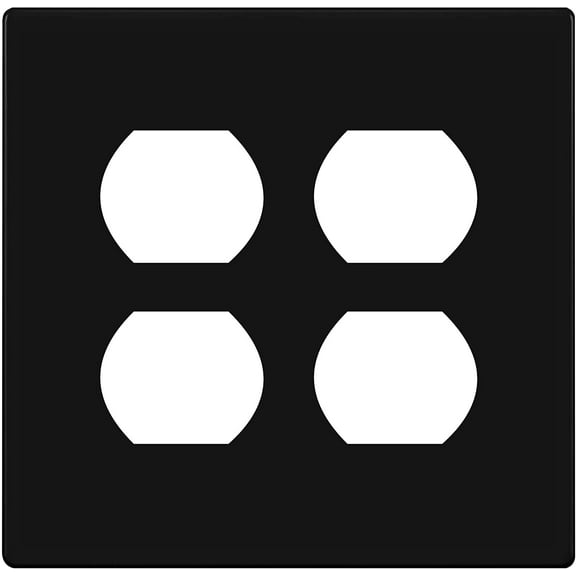 ENERLITES Screwless Duplex Wall Plate, Child Safe Double Outlet Cover, Standard Size 2-Gang, Unbreakable Polycarbonate Thermoplastic, UL Listed, SI8822-BK, Glossy, Black