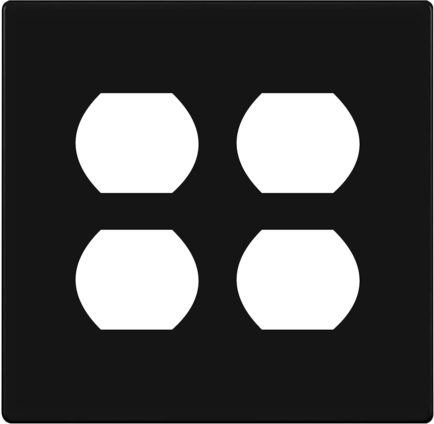 Black Screwless 2-Gang Duplex Wall Plate