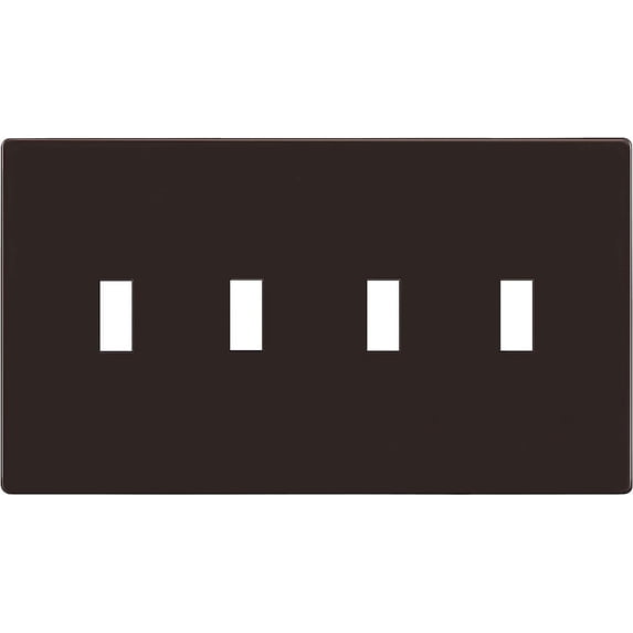 ENERLITES Screwless Quadruple Toggle Switch Wall Plate, Child Safe Light Switch Cover, Standard Size 4-Gang, Unbreakable Polycarbonate Thermoplastic, UL Listed, SI8814-BR, Glossy, Brown