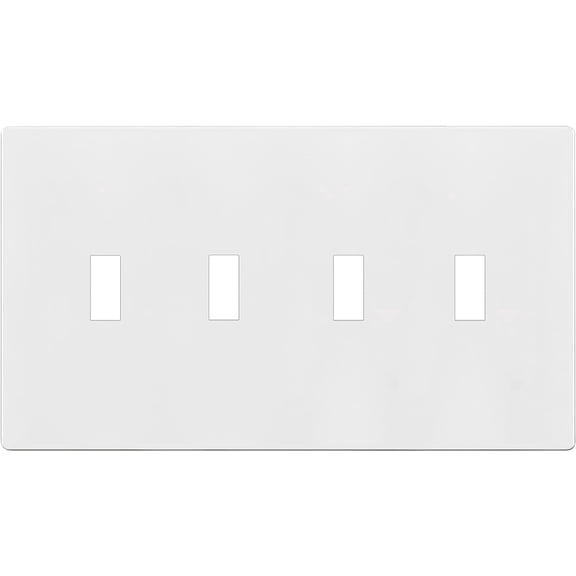 ENERLITES Screwless Quadruple Toggle Switch Wall Plate, Child Safe Light Switch Cover, Standard Size 4-Gang, Unbreakable Polycarbonate Thermoplastic, UL Listed, SI8814-W, Glossy, White