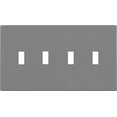 thumbnail image 1 of ENERLITES Screwless Quadruple Toggle Switch Wall Plate, Child Safe Light Switch Cover, Standard Size 4-Gang, Unbreakable Polycarbonate Thermoplastic, UL Listed, SI8814-GY, Glossy, Gray, 1 of 5