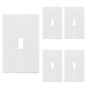 ENERLITES Screwless Toggle Switch Wall Plate, Child Safe Light Switch Cover, Standard 1-Gang 4.68" x 2.93", Unbreakable Polycarbonate Thermoplastic, UL Listed, SI8811-W-5PCS, Glossy, White, 5 Pack