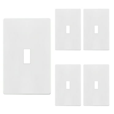ENERLITES Screwless Toggle Switch Wall Plate, Child Safe Light Switch Cover, Standard 1-Gang 4.68" x 2.93", Unbreakable Polycarbonate Thermoplastic, UL Listed, SI8811-W-5PCS, Glossy, White, 5 Pack