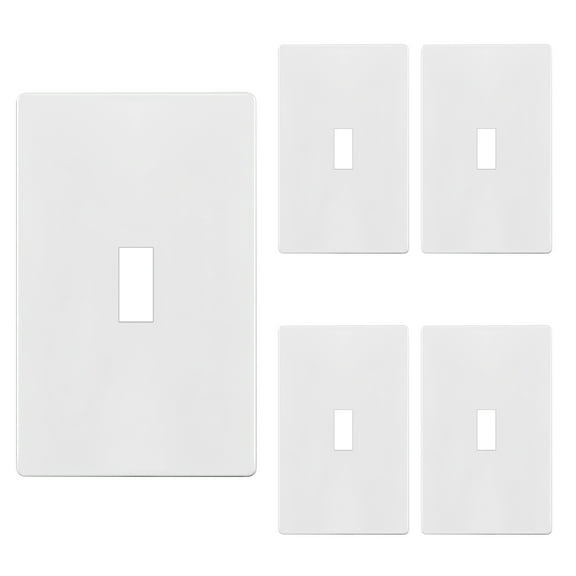 ENERLITES Screwless Toggle Switch Wall Plate, Child Safe Light Switch Cover, Standard 1-Gang 4.68" x 2.93", Unbreakable Polycarbonate Thermoplastic, UL Listed, SI8811-W-5PCS, Glossy, White, 5 Pack