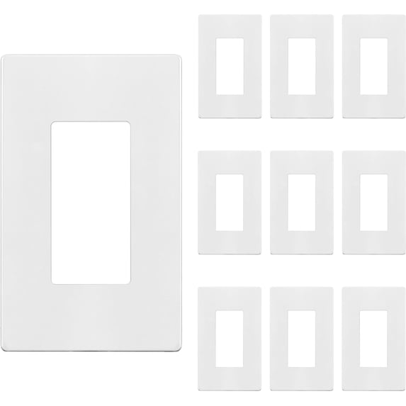 ENERLITES Screwless Wall Plate, Decorator Switch Covers, 1-Gang, Polycarbonate Thermoplastic, White (10 Pack)