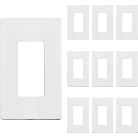 ENERLITES Screwless Wall Plate, Decorator Switch Covers, 1-Gang, Polycarbonate Thermoplastic, White (10 Pack)