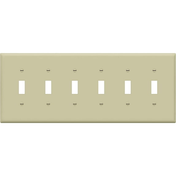 ENERLITES Six Gang Light Switch Wall Plate, Toggle Switch Plate, Glossy, 6-Gang Mid-Size 4.88" x 12.22", Unbreakable Polycarbonate Thermoplastic, 8816M-I, Ivory