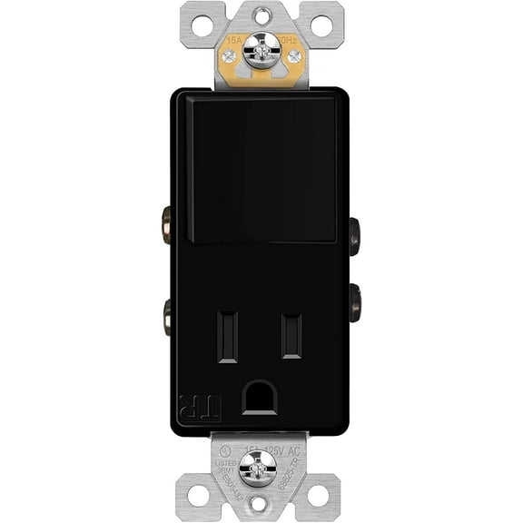 ENERLITES Switch and Outlet Combo, Combination Decorator Paddle Switch 15A/120VAC with Tamper-Resistant Receptacle Outlet 15A/125VAC, Residential/Commercial Grade, UL Listed, 68625-TR-BR, Brown