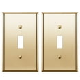 thumbnail image 1 of ENERLITES Toggle Light Metal Wall Plate, Stainless Steel Switch Cover, Corrosion Resistant, Standard Size 1-Gang, Stainless Steel 201, 7711-PB-2PCS, Polished Brass, Gold, 2 Pack, 1 of 7
