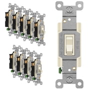 ENERLITES Toggle Light Switch, 3-Way or Single Pole, 15A 120-277V, Grounding Screw, UL Listed, Light Almond 10 Pack
