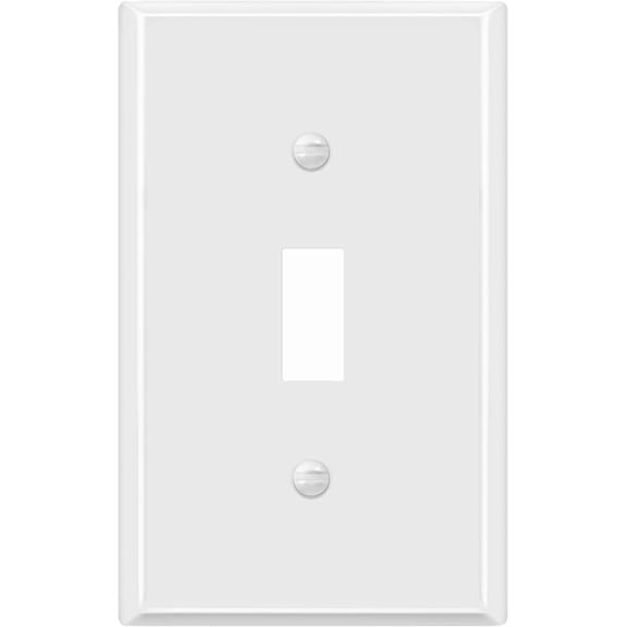 ENERLITES Toggle Light Switch Metal Cover Plate, Stainless Steel Wall Plate, Corrosion Resistant, Standard Size 1-Gang 4.50" x 2.76", 430 Stainless Steel, 7711-WG, White Gloss