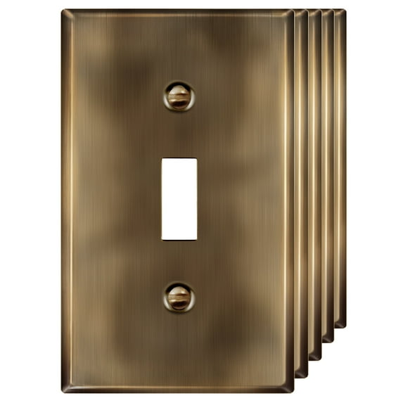ENERLITES Toggle Light Switch Metal Wall Plate, Stainless Steel Corrosion Resistant, Size 1-Gang 4.50" x 2.76", 7711-AB-5PCS, Antique Brass, Gold (5 Pack)